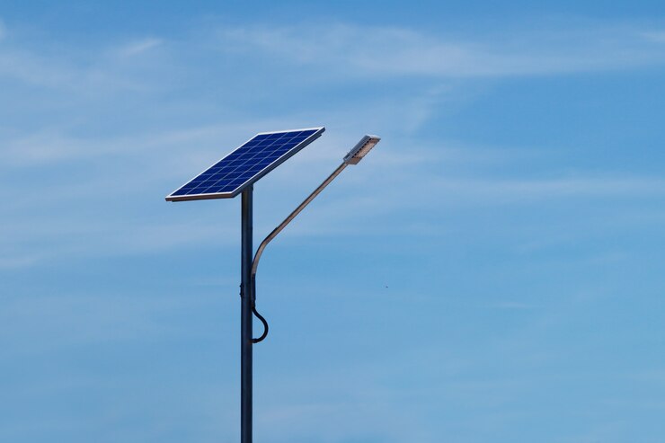 led street light with solar cell blue sky background_50939 112 1